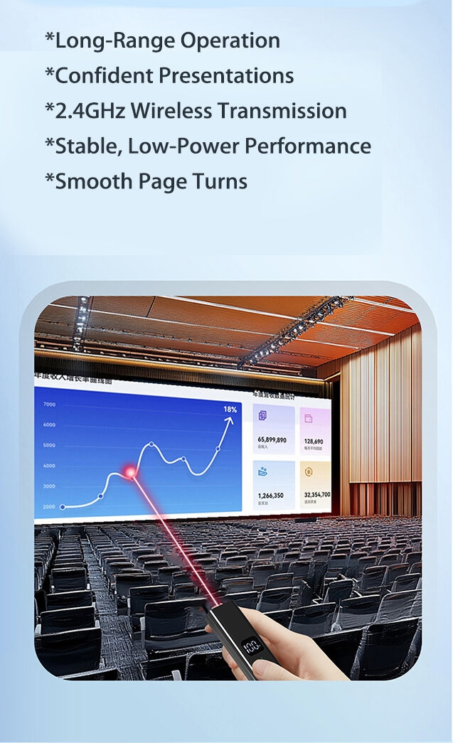 Présentateur sans fil à charge RF 2.4G avec fonction d'écriture, niveau de batterie, effacement en une touche pour réunion conférence d'enseignement