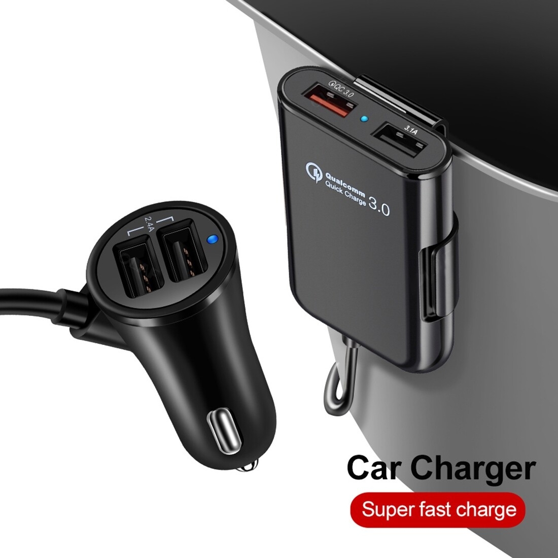 HMQ-C801 Chargeur de voiture USB 1,8 m 8A Max 4 ports avec concentrateur USB extensible pour le chargement des sièges avant et arrière (noir) HMQ-C801 Chargeur de voiture USB 1,8 m 8A Max 4 ports avec concentrateur USB extensible pour le chargement des sièges avant et arrière (noir)