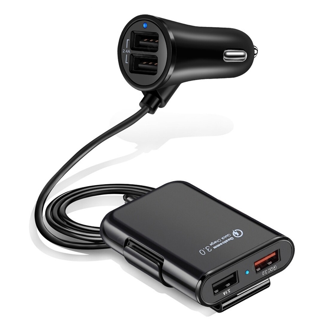 HMQ-C801 Chargeur de voiture USB 1,8 m 8A Max 4 ports avec concentrateur USB extensible pour le chargement des sièges avant et arrière (noir) HMQ-C801 Chargeur de voiture USB 1,8 m 8A Max 4 ports avec concentrateur USB extensible pour le chargement des sièges avant et arrière (noir)