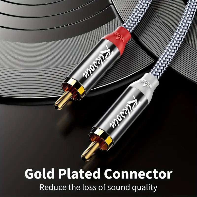 câble stéréo rca haute   - cordon audio stéréo 2rca   vers 2rca   avec connecteurs à  , réduction du bruit,   tressée pour   maison, la   hd, les amplificateurs, les systèmes  ,   de voiture et les haut-parleurs, câble audio rca | câble en nylon élégant | connecteur durable Détails du produit 1