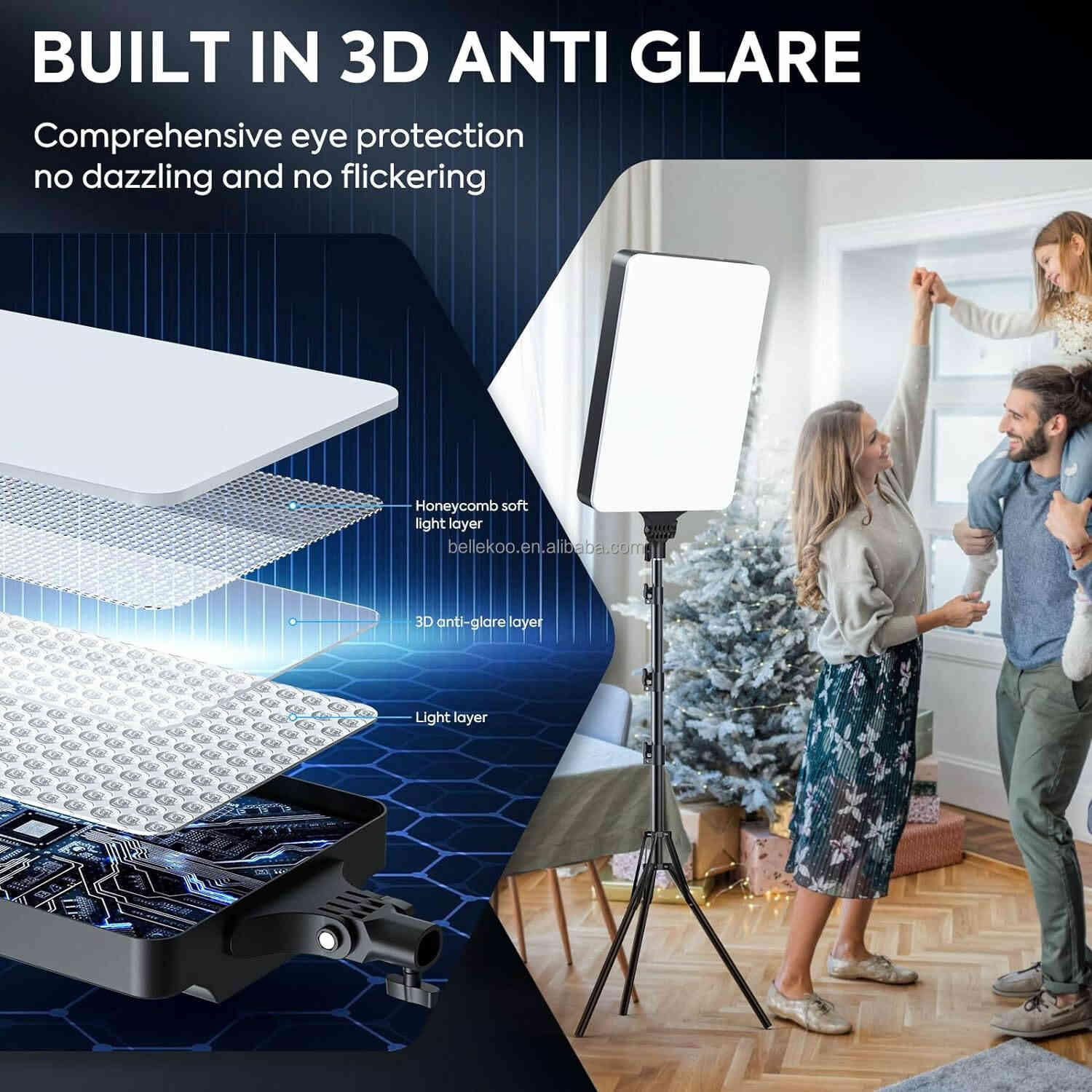 Éclairage Annulaire LED 24 Pouces, Panneau Lumineux Vidéo, Lampe d'Équipement Photographique 60W, Lumière d'Appoint LED de Studio pour Prise de Vues Photo, Vidéo et Film