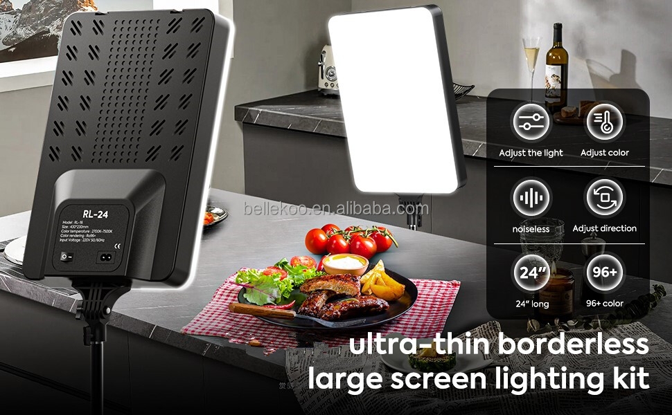 Éclairage Annulaire LED 24 Pouces, Panneau Lumineux Vidéo, Lampe d'Équipement Photographique 60W, Lumière d'Appoint LED de Studio pour Prise de Vues Photo, Vidéo et Film