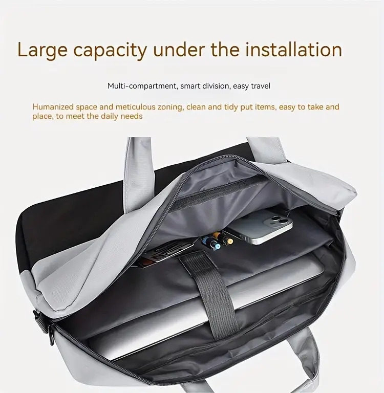1pc new fashion lightweight 15 6inch computer bag business water resistant laptop bag business computer laptop notebook bag fashion contrast color bag details 4