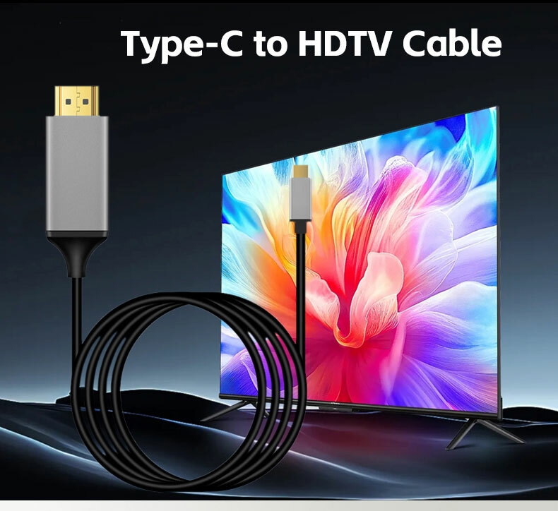 Haute qualité USB 3.1 1.4V 4K 30hz USB C vers HDMI, câble de type C vers Hdmi pour connecter le téléphone portable à la télévision 1.8M