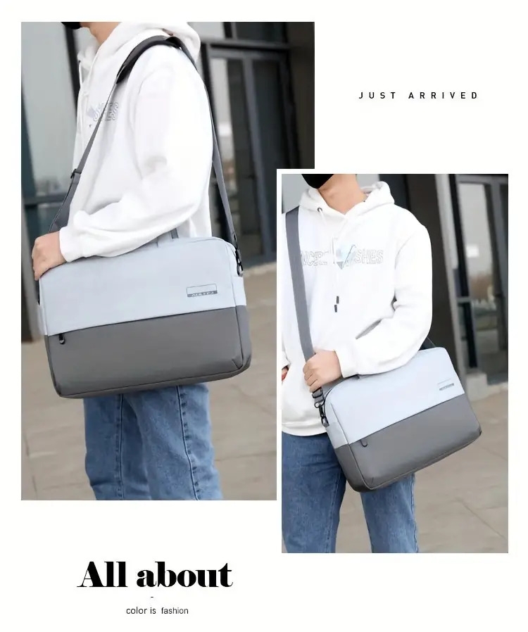 1pc new fashion lightweight 15 6inch computer bag business water resistant laptop bag business computer laptop notebook bag fashion contrast color bag details 13