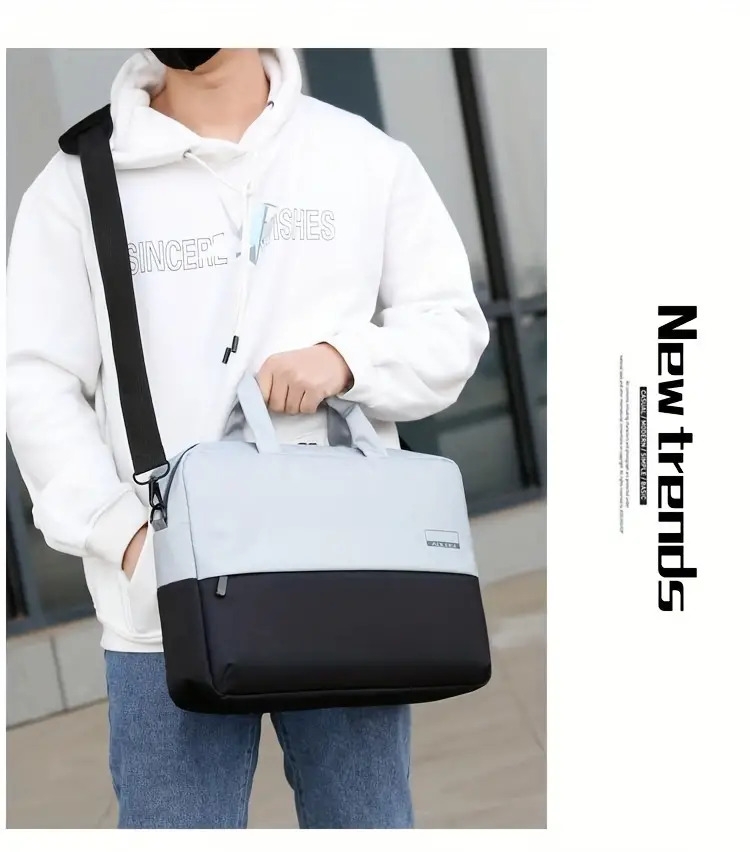1pc new fashion lightweight 15 6inch computer bag business water resistant laptop bag business computer laptop notebook bag fashion contrast color bag details 11