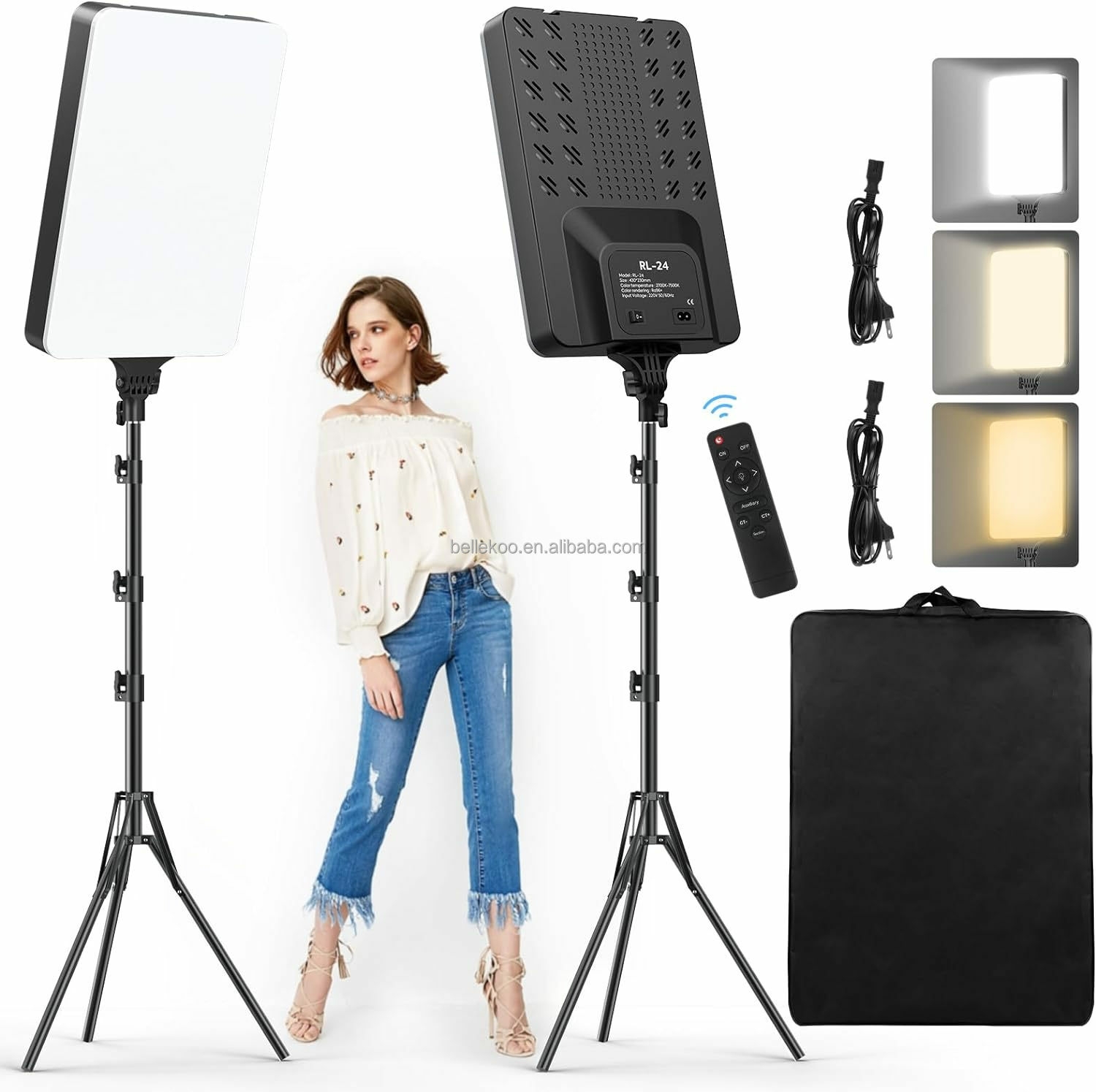 Éclairage Annulaire LED 24 Pouces, Panneau Lumineux Vidéo, Lampe d'Équipement Photographique 60W, Lumière d'Appoint LED de Studio pour Prise de Vues Photo, Vidéo et Film