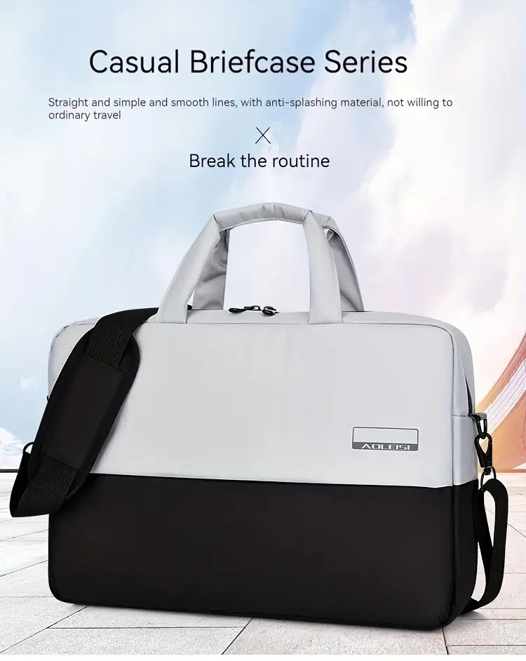 1pc new fashion lightweight 15 6inch computer bag business water resistant laptop bag business computer laptop notebook bag fashion contrast color bag details 0