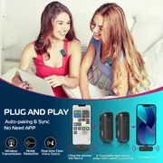 microphone lavalier professionnel   fil 2-en-1 avec étui de charge -  , synchronisation automatique pour enregistrement vidéo, vlogging, streaming en direct - réduction de bruit,   de 65ft, compatible avec téléphones/ /ordinateurs portables détails 1