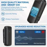 microphone lavalier professionnel   fil 2-en-1 avec étui de charge -  , synchronisation automatique pour enregistrement vidéo, vlogging, streaming en direct - réduction de bruit,   de 65ft, compatible avec téléphones/ /ordinateurs portables détails 2