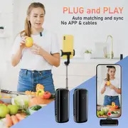 microphone lavalier professionnel   fil 2-en-1 avec étui de charge -  , synchronisation automatique pour enregistrement vidéo, vlogging, streaming en direct - réduction de bruit,   de 65ft, compatible avec téléphones/ /ordinateurs portables détails 3