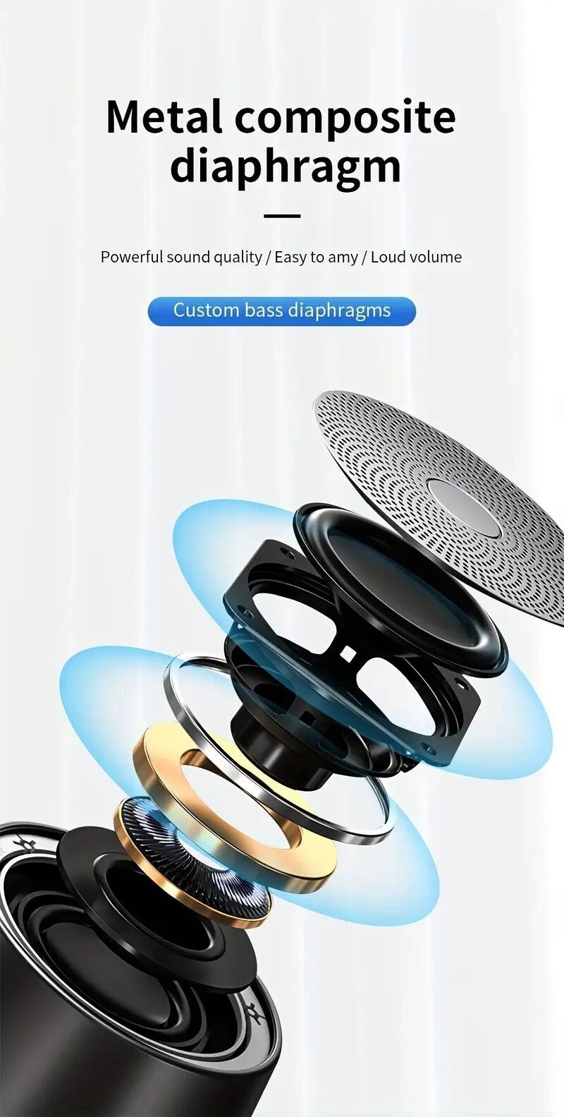   k3 pro | haut-parleurs pleine gamme avec basse   | son stéréo surround hifi |   et facile à transporter |   tws | appels   | portable   |   | diaphragme composé métallique antichoc Détails du produit 0