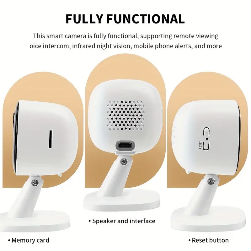 caméra mini   fil 2mp pour la surveillance, caméra wifi 2,4g avec audio bidirectionnel, vision   infrarouge, surveillance vidéo full hd, adaptée à la sécurité à domicile et à la surveillance des bébés Détails du produit 3