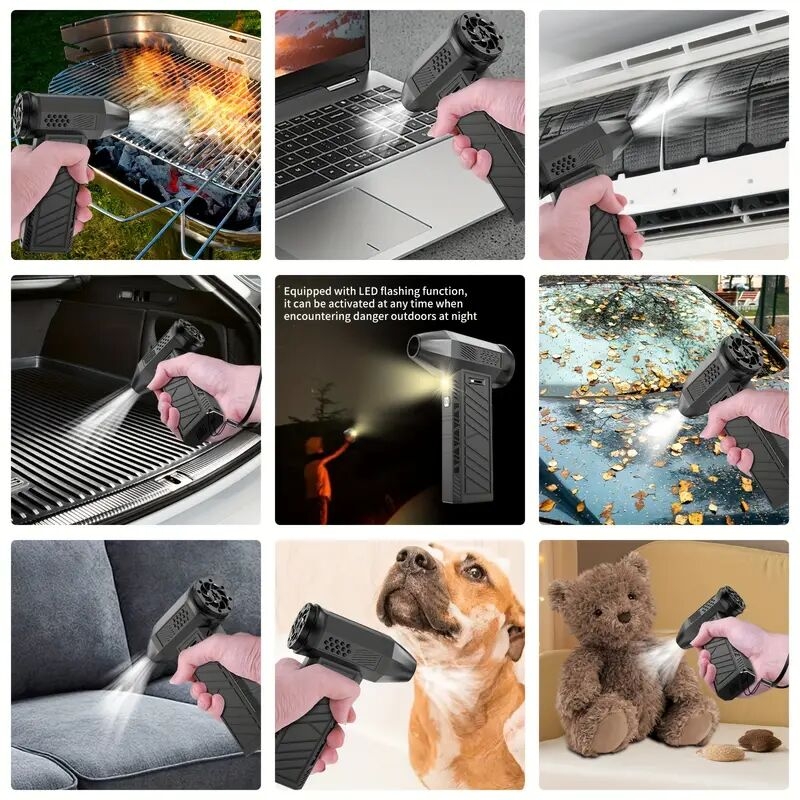 duster à air fil 130 000 tr/min, ventilateur à jet réglable, batterie au lithium rechargeable 4 000 mah, alimentation usb/batterie, ≤ 36 v, pour le des voitures/motos, lélimination de la poussière des ordinateurs/claviers, le nettoyage des débris de jardin détails 5