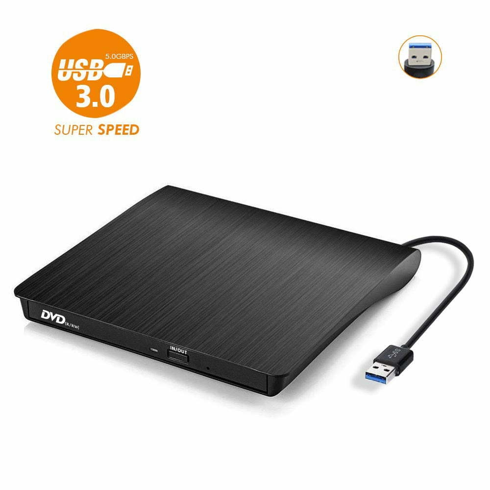 Lecteur CD DVD Externe, Blingco USB 3.0 Slim Protable Lecteur CD-RW Externe Graveur DVD-RW Lecteur Graveur pour Ordinateur Portable PC Ordinateur de Bureau, Noir