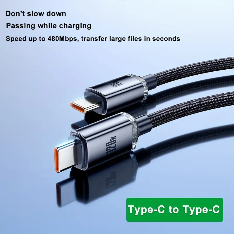 120w 6a câble de charge super rapide type-c vers type-c/usb pour for samsung s23, s22, s21, xiaomi 12pro, k50, k60, redmi, huawei p40, p60, oppo - cordon usb-c pour   et ipad pro avec transfert de données détails 2