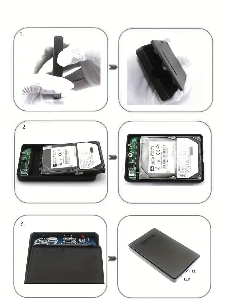 boîtier de disque dur 2.5 sata vers usb3.0 boîtier de disque dur mobile pour boîtier de disque dur de stockage externe ssd avec câble usb3.0/2.0 abs détails 6