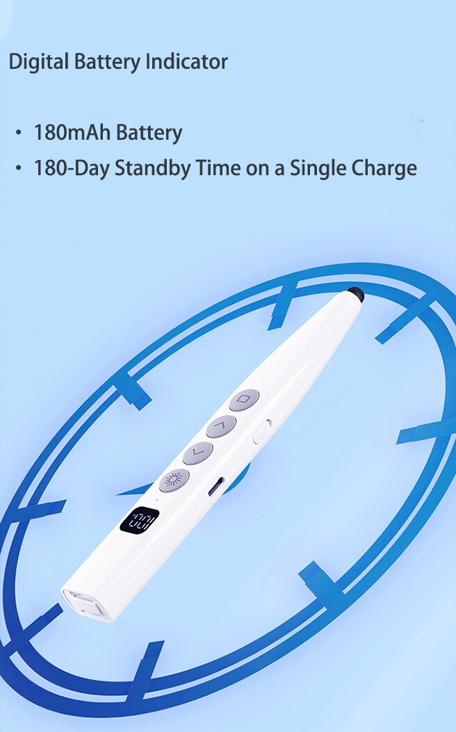 Présentateur sans fil à charge RF 2.4G avec fonction d'écriture, niveau de batterie, effacement en une touche pour réunion conférence d'enseignement