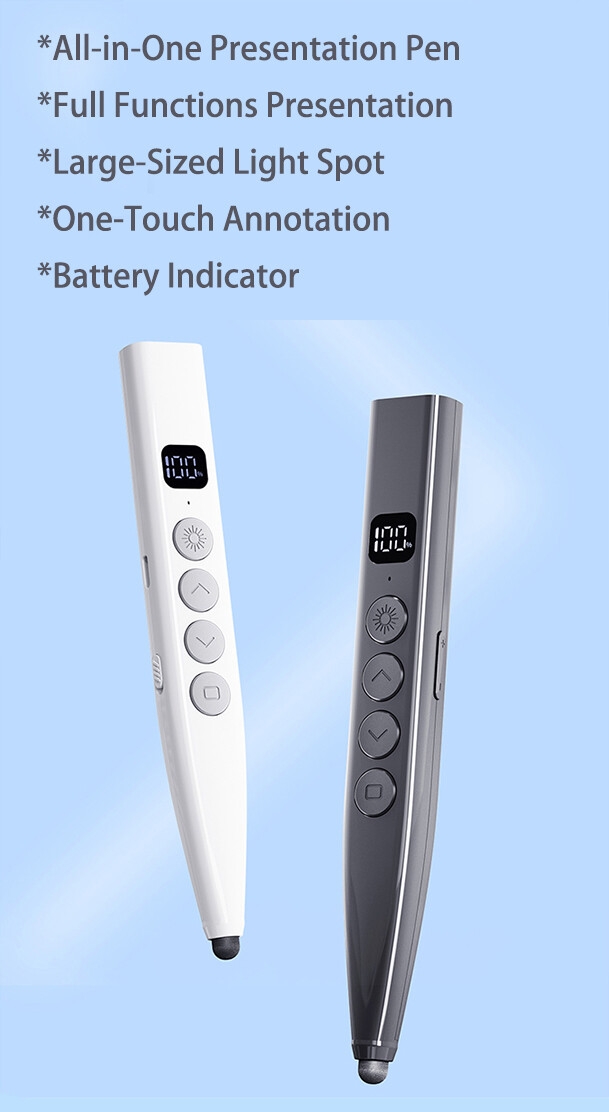 Présentateur sans fil à charge RF 2.4G avec fonction d'écriture, niveau de batterie, effacement en une touche pour réunion conférence d'enseignement