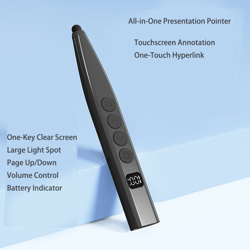 Présentateur sans fil à charge RF 2.4G avec fonction d'écriture, niveau de batterie, effacement en une touche pour réunion conférence d'enseignement