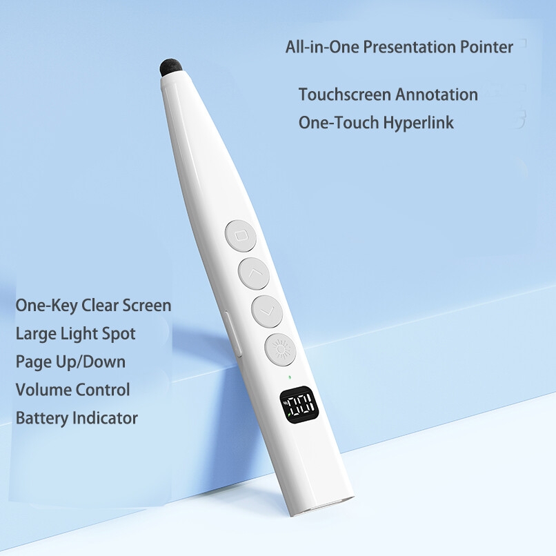 Présentateur sans fil à charge RF 2.4G avec fonction d'écriture, niveau de batterie, effacement en une touche pour réunion conférence d'enseignement