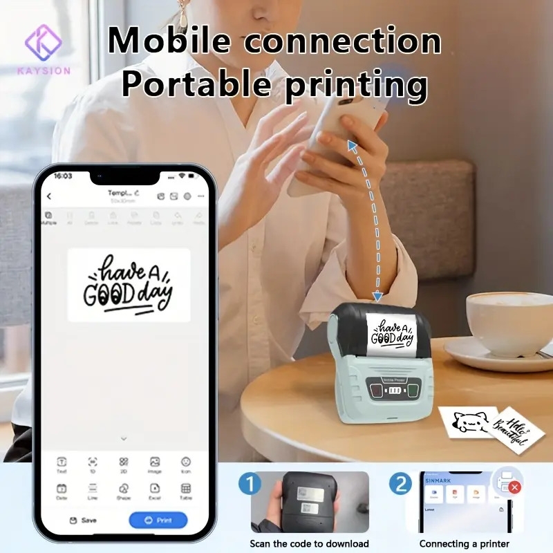 imprimante détiquettes thermiques portable sk58 avec 4 rouleaux de papier de 40mmx30mm - imprimante de codes- fil compacte pour petites , bureaux et , impression de bureau - imprimante moderne - impression durable détails 1