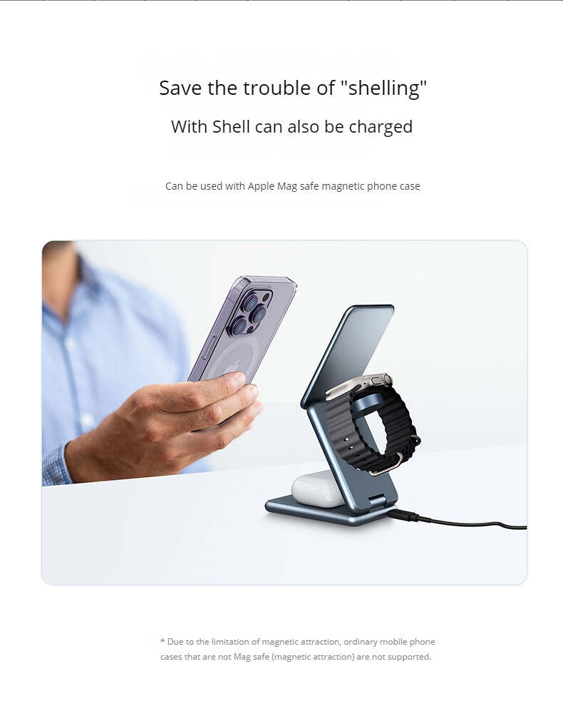 Magnétique 3 en 1 P1 pro chargeur sans fil pliable support de chargeur téléphone casque montre charge rapide
