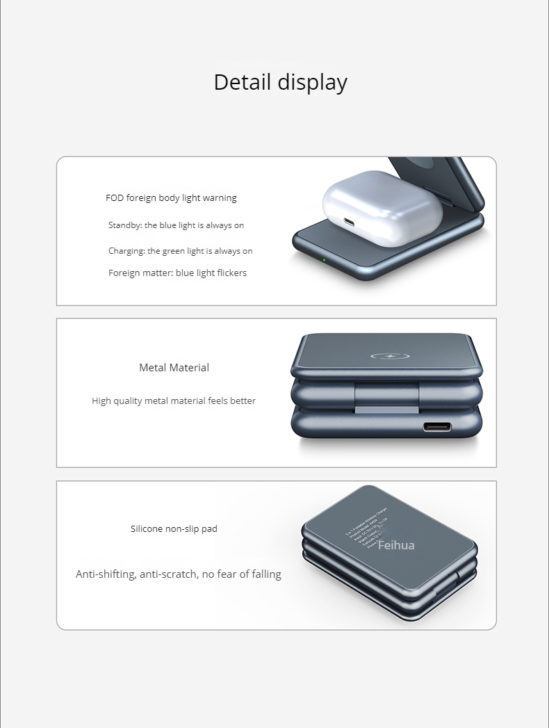 Magnétique 3 en 1 P1 pro chargeur sans fil pliable support de chargeur téléphone casque montre charge rapide