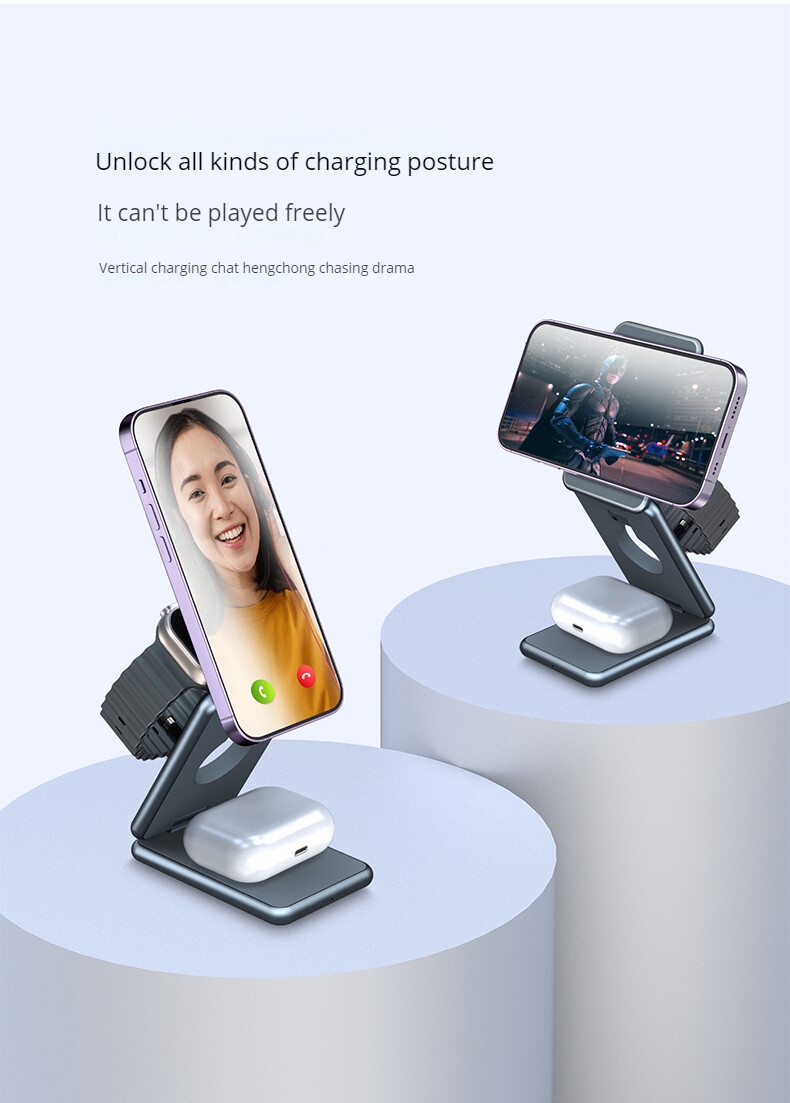 Magnétique 3 en 1 P1 pro chargeur sans fil pliable support de chargeur téléphone casque montre charge rapide
