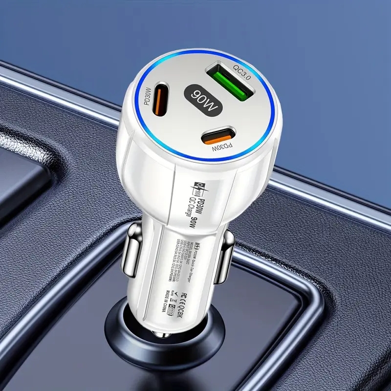 total 3 ports 90w chargeur de   usb type c pd charge rapide qc pd 3.0 pour iphone 15 14 xiaomi samsung  -  de   détails 4