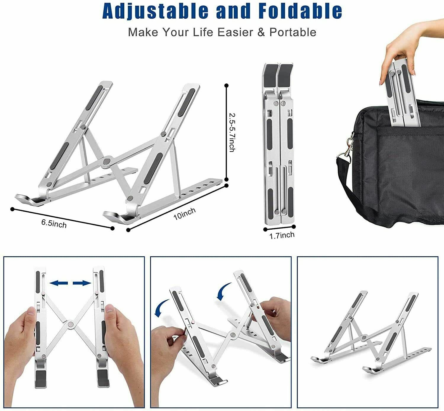 Photo 61 - Portable Réglable en Alliage d'aluminium Socle Pour Ordinateur Portable Notebook Tablette Support pliable