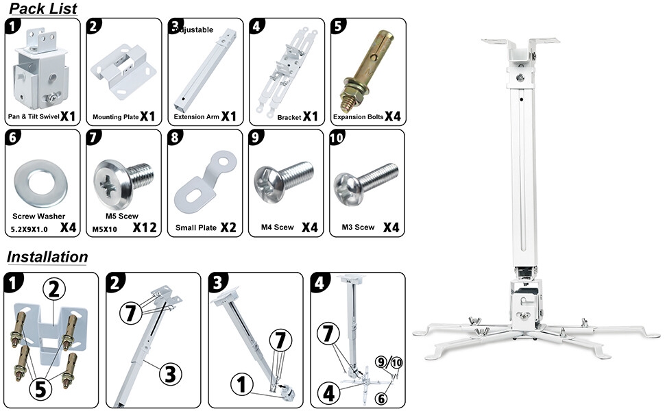 Installation au plafond/mur