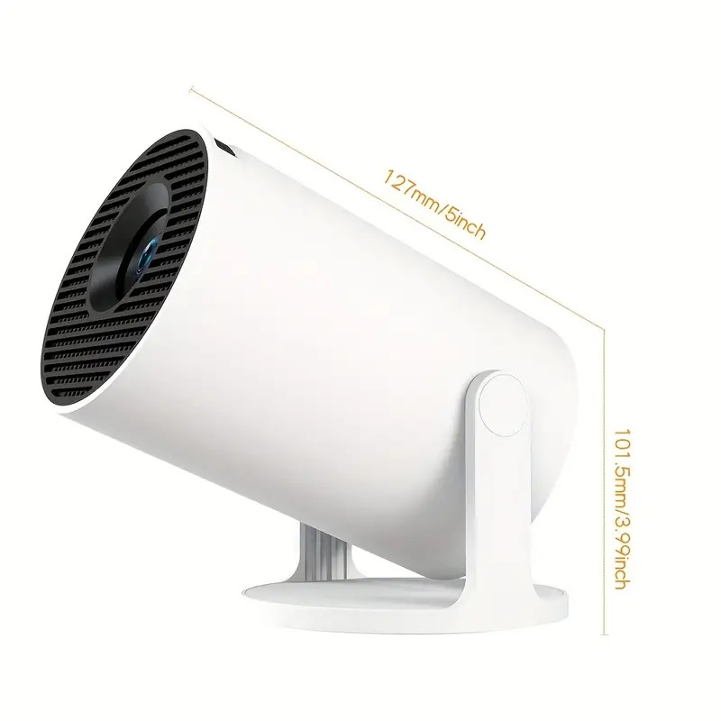 pro mini portable projector smart projector auto horizontal 180 rotatable movie projector compatible with phone wi fi 6 bt5 2 android 11 details 0