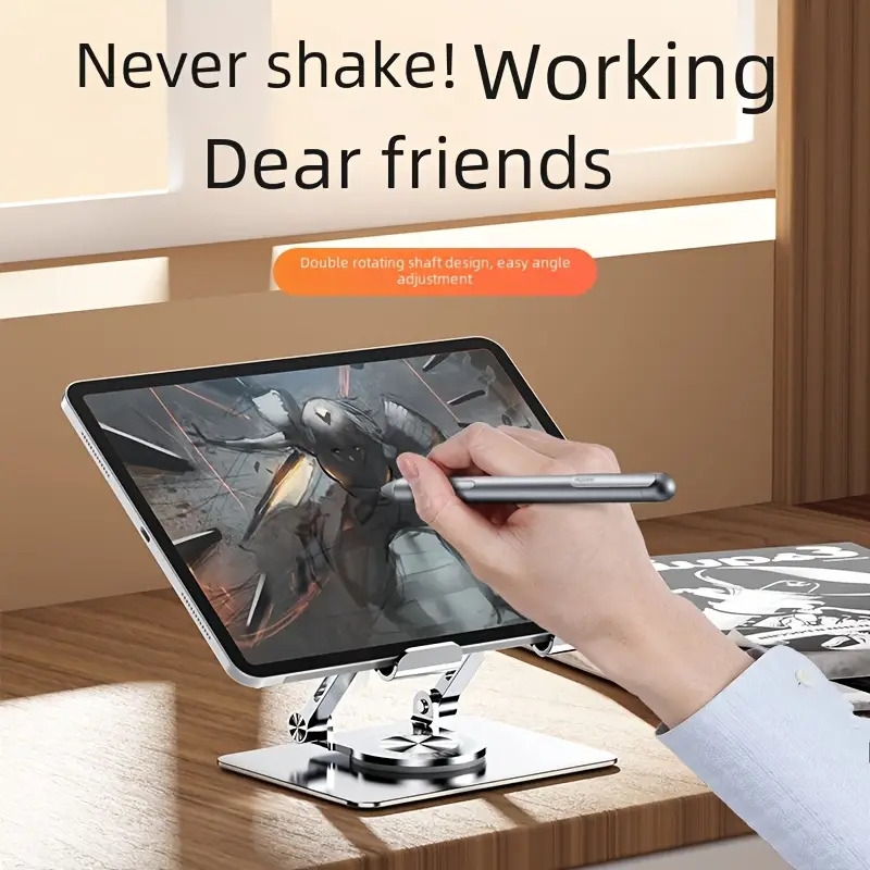 1pc support de tablette en   daluminium rotatif à  ,     portable, support   réglable pour ipad et  , support de montage de bureau détails 2