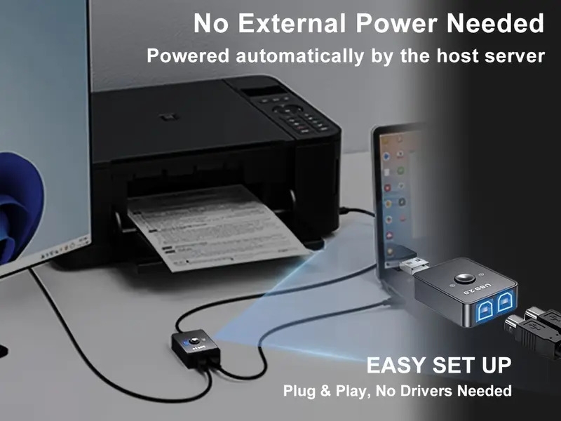 commuteur usb 2.0 partagé avec led,  , souris, imprimante, scanner, appareil photo,  ., avec 2 câbles dimpression usb de 1 mètre, compatible avec    + Détails du produit 2