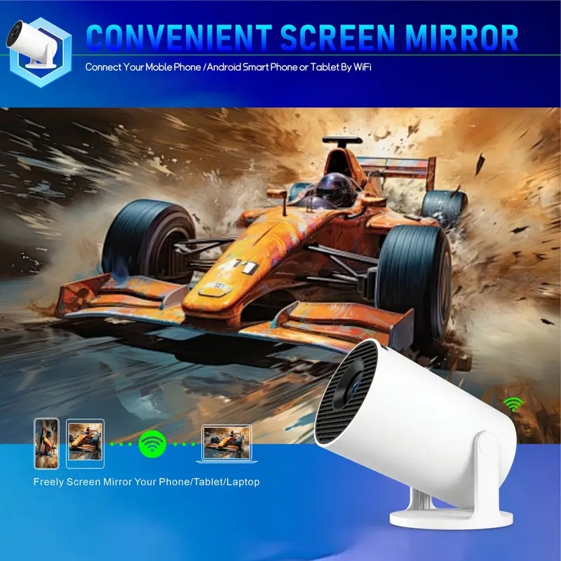   pro mini portable projector smart projector auto horizontal   180 rotatable movie projector compatible with phone wi fi 6 bt5 2 android 11 details 2