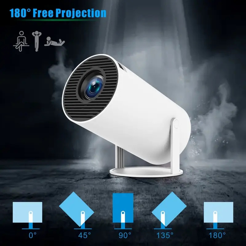   pro mini portable projector smart projector auto horizontal   180 rotatable movie projector compatible with phone wi fi 6 bt5 2 android 11 details 4