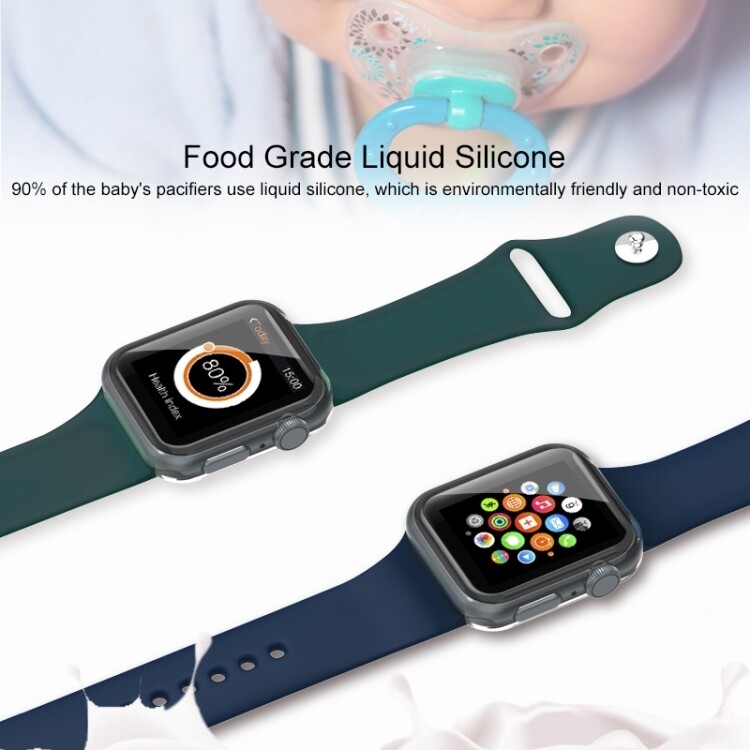 For Apple Watch Series 7 41mm / 6 & SE & 5 & 4 40mm / 3 & 2 & 1 38mm Mutural Liquid Silicone Watchband(Green) - 7