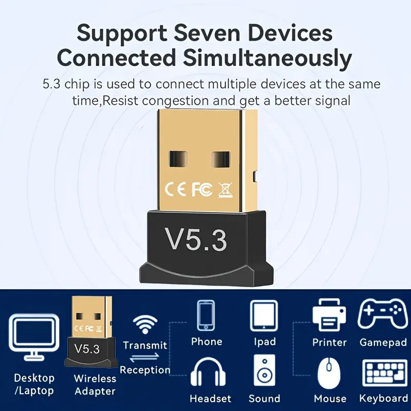 adaptateur   fil usb bt5.3 pour  /10 - transfert de données rapide,   antennes,   et  , compatibilité rétrograde automatique avec 5.0/4.2/4.1/4.0, contrôlé par application pour pc, ordinateur portable, bureau & cahier, connectivité dordinateur portable | dispositif   | plastique durable Détails du produit 5