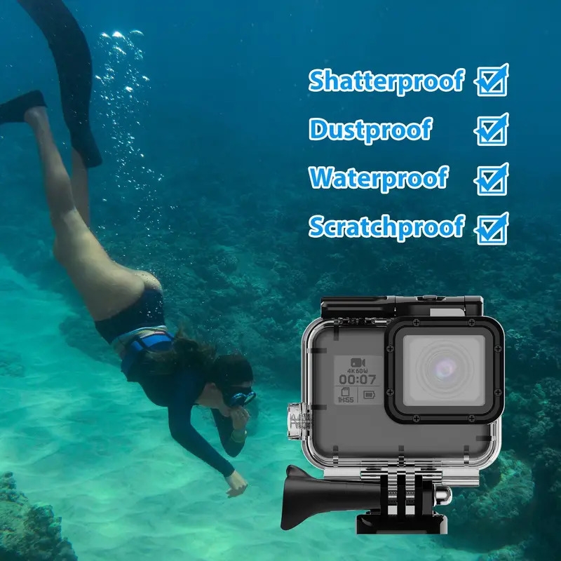 1pc coque de protection sous-marine haute qualité pour  /6/5 - étui anti-choc et antipoussière avec montage rapide & vis à poignée, design transparent, joint étanche, polycarbonate durable, accessoires   vis  , construction sécurisée,  ,   60m (196ft), équipement   Détails du produit 1