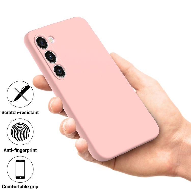 Pour Samsung Galaxy S23 + 5G Coque de téléphone à couverture complète antichoc en silicone liquide de couleur pure (rose) - 3