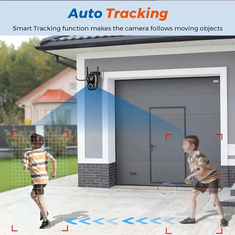 caméra de sécurité extérieure intelligente fil à double , système de surveillance ptz à vue 360°, caméra à détection ia, vision couleur, wifi 2.4/5g, automatique, haute qualité, application mobile, protection de la propriété, design élégant, construction durable, appareil de maison intelligente, utilisateurs avertis, camara de vigilancia con seguimiento inteligente, caméras de vidéosurveillance de rue, caméras de surveillance , icsee, caméras Détails du produit 2