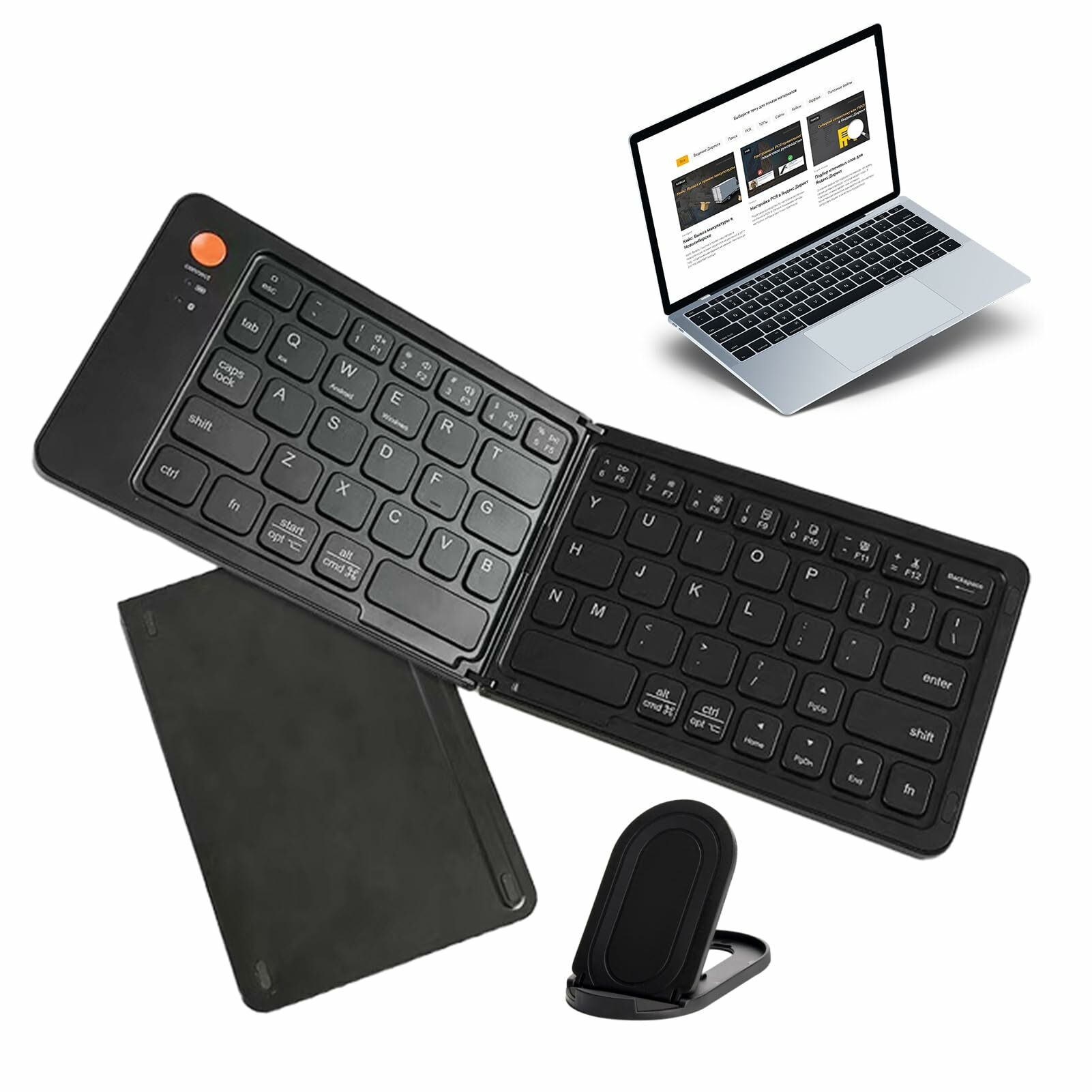 Clavier sans fil pliable,Clavier de voyage pliable - clavier pliable pour la plupart des tablettes, ordinateurs portables et smartphones, commutation facile jusqu'à 3 appareils Anulely