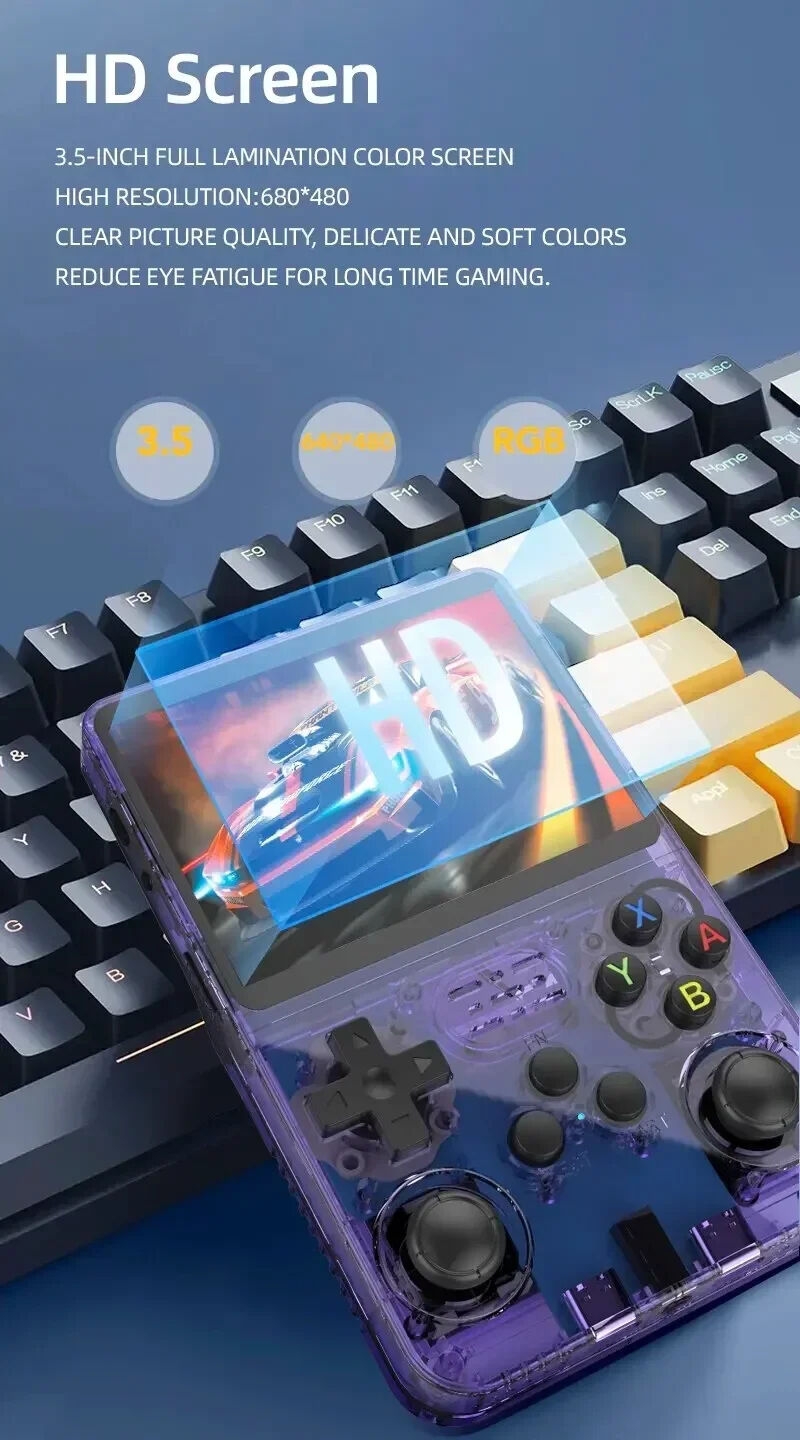 Console de jeu vidéo portable rétro R36S Système Linux Écran IPS de 3.5 pouces Pro Lecteur vidéo de poche portable Jeux de 64 Go