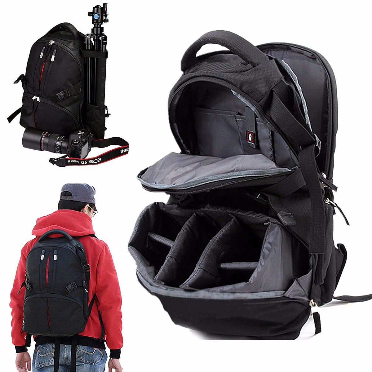 Nylon Waterproof Shockproof Camera Laptop Bag Lens Case Backpack For Canon Nikon SLR DSLR Camera Nylon Waterproof Shockproof Camera Laptop Bag Lens Case Backpack For Canon Nikon SLR DSLR Camera