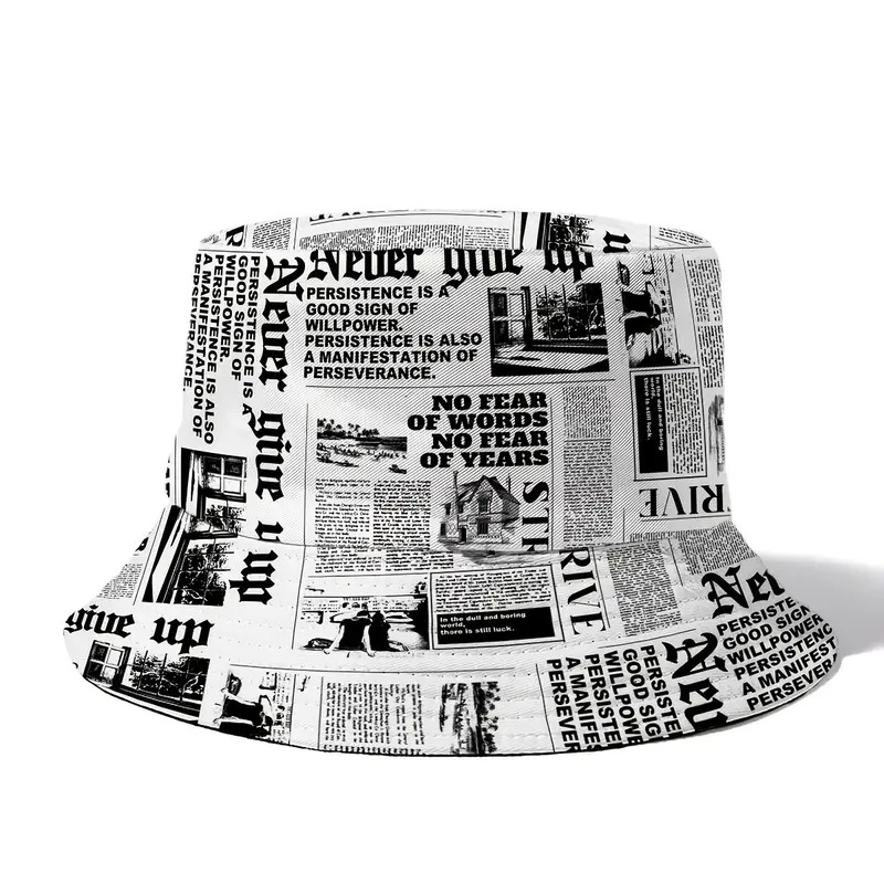 chapeau   reversible   journal casquette de protection solaire en polyester original pour hommes et femmes   pour couples avec typographie vintage chapeau de   0