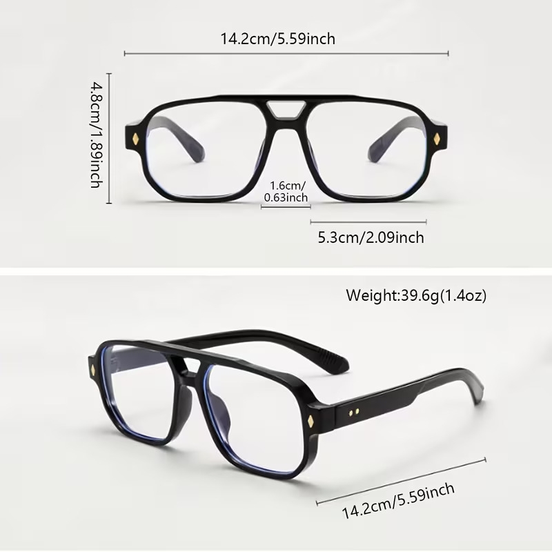 1 paire de lunettes de soleil pour homme en pc à double barre, style vintage , monture intégrale, simple, décontracté, , , atmosphérique, tendance, de haute qualité, verres Détails du produit 2