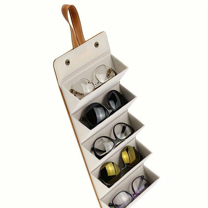 Étui à Lunettes en Cuir PU Premium - Organisateur Pliable à 5 Emplacements avec Lanière, Boîte de Rangement pour Lunettes Portable et Élégante détails 2