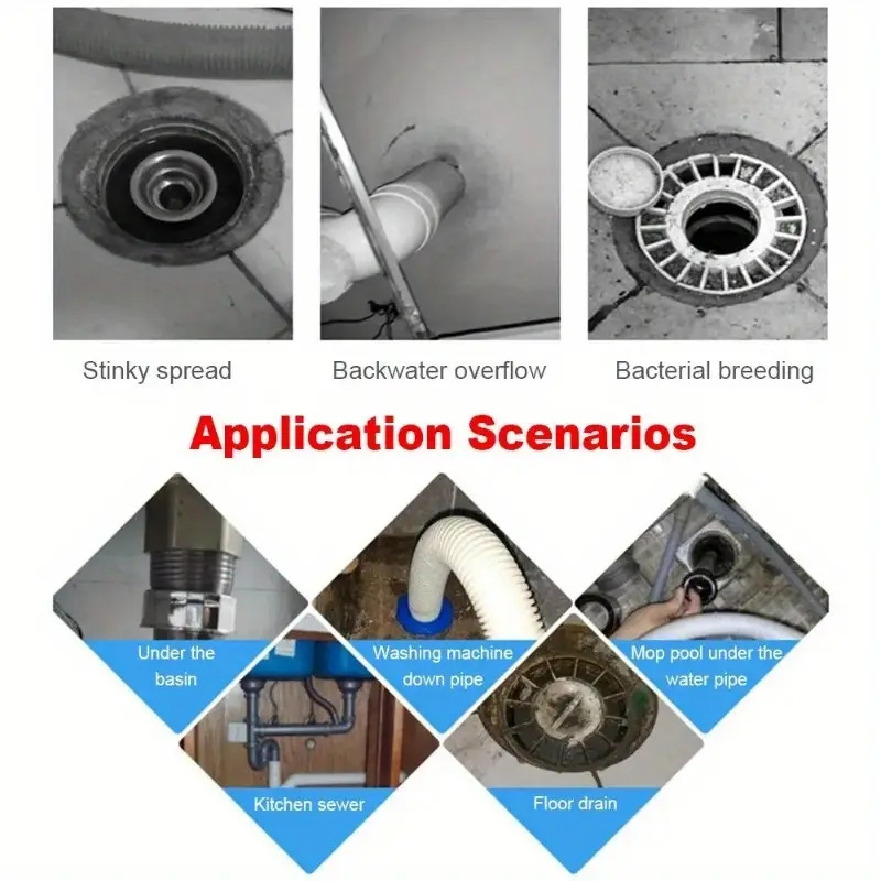 1pc/3pcs anneau détanchéité pour tuyau dégout en plastique, connecteur de bouchon de drain télescopique anti-odeur pour machines à laver, couvercle de drain de sol flexible pour accessoire de tuyaux de cuisine & salle de bain détails 3