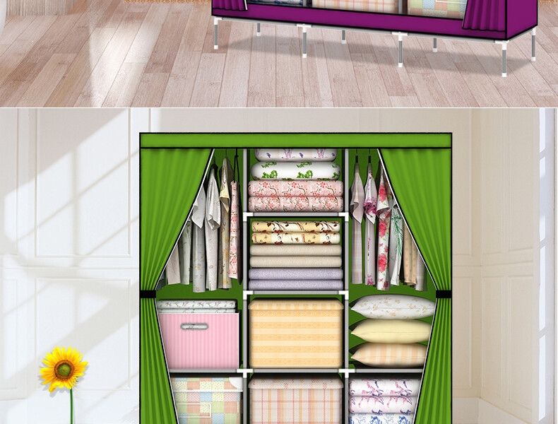 Huge Size Enclosed Non-woven Fabric Wardrobe with Cover Wardrobe Organizer System T-170B